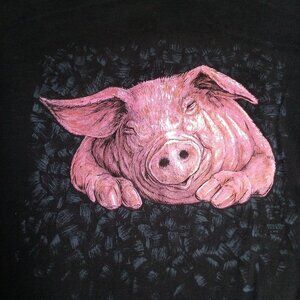 Vintage 90s Pig Illustration T-Shirt